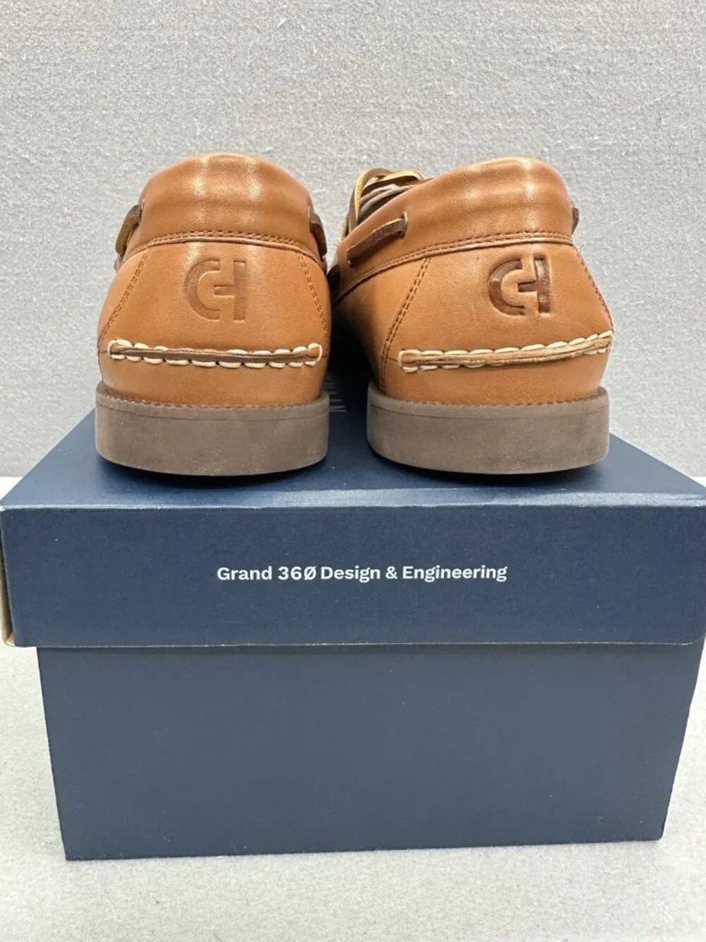 Cole Haan Grand+ Bowside Men 11.5 Boat Shoes Cognac Brown Leather Loafers C42132